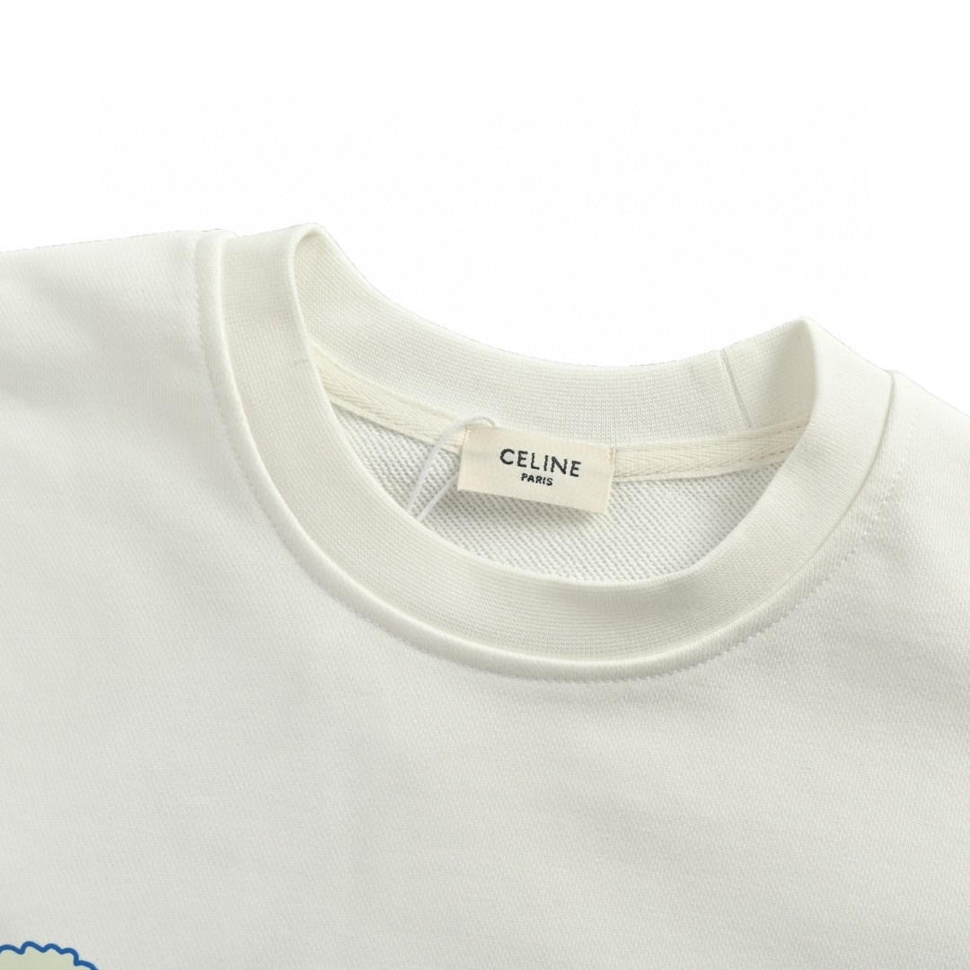 CELINE 赛琳 涂鸦绘画印花圆领卫衣 长袖 白色 黑色 A5