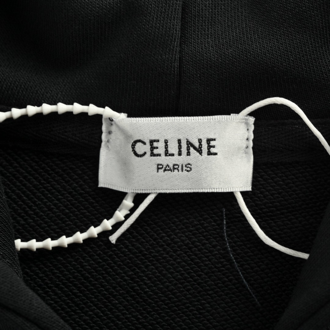 CELINE 赛琳 哥特字母刺绣拉链连帽卫衣 外套 长袖 黑色 白色 B0 RY09I670Q-38AW