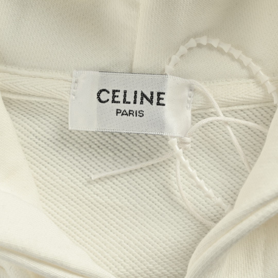 CELINE 赛琳 哥特字母刺绣拉链连帽卫衣 外套 长袖 黑色 白色 B0 RY09I670Q-38AW