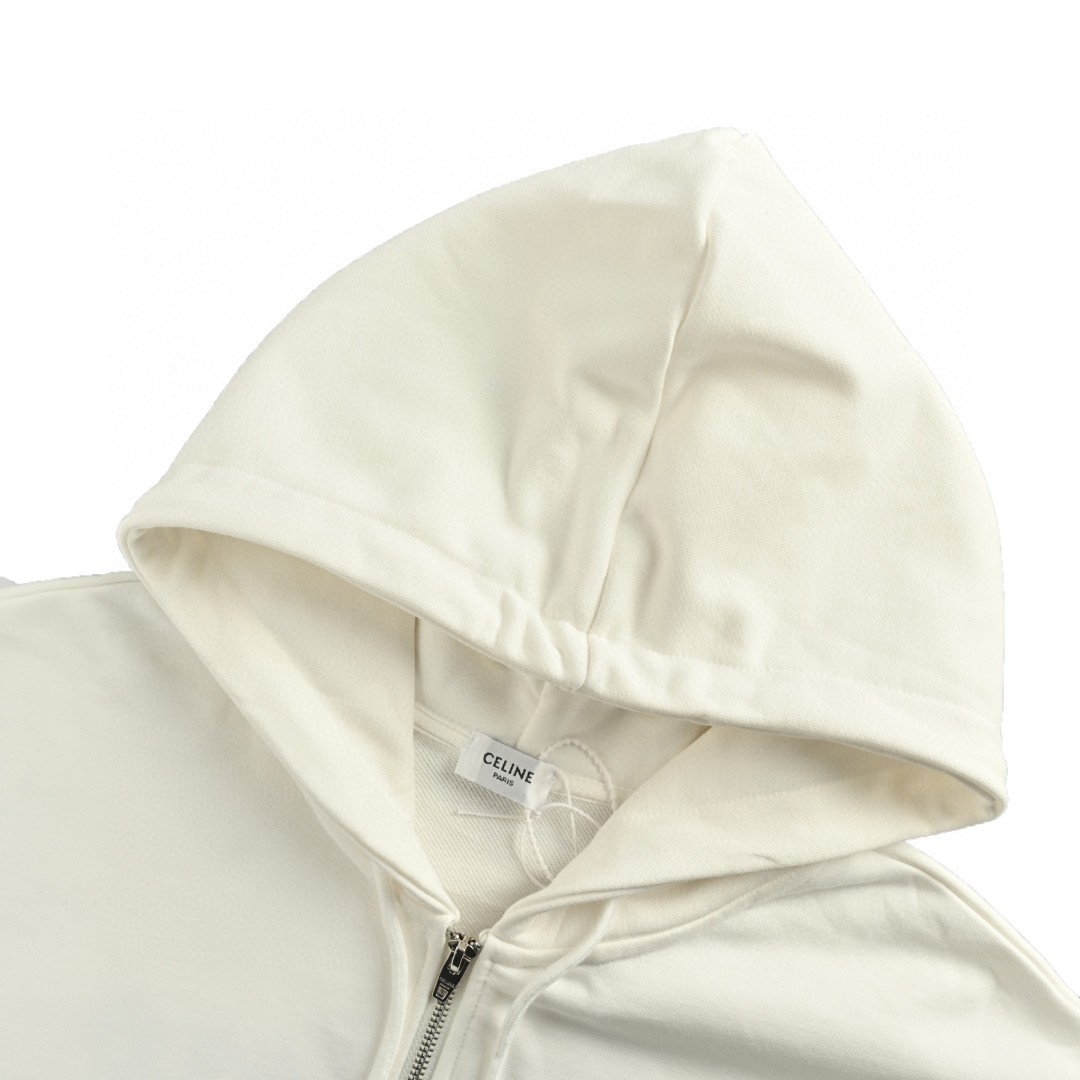 CELINE 赛琳 哥特字母刺绣拉链连帽卫衣 外套 长袖 黑色 白色 B0 RY09I670Q-38AW