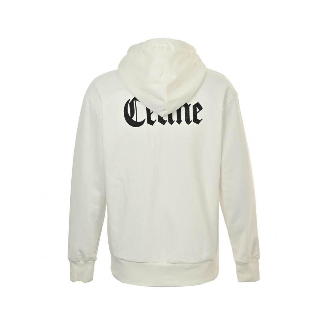 CELINE 赛琳 哥特字母刺绣拉链连帽卫衣 外套 长袖 黑色 白色 B0 RY09I670Q-38AW