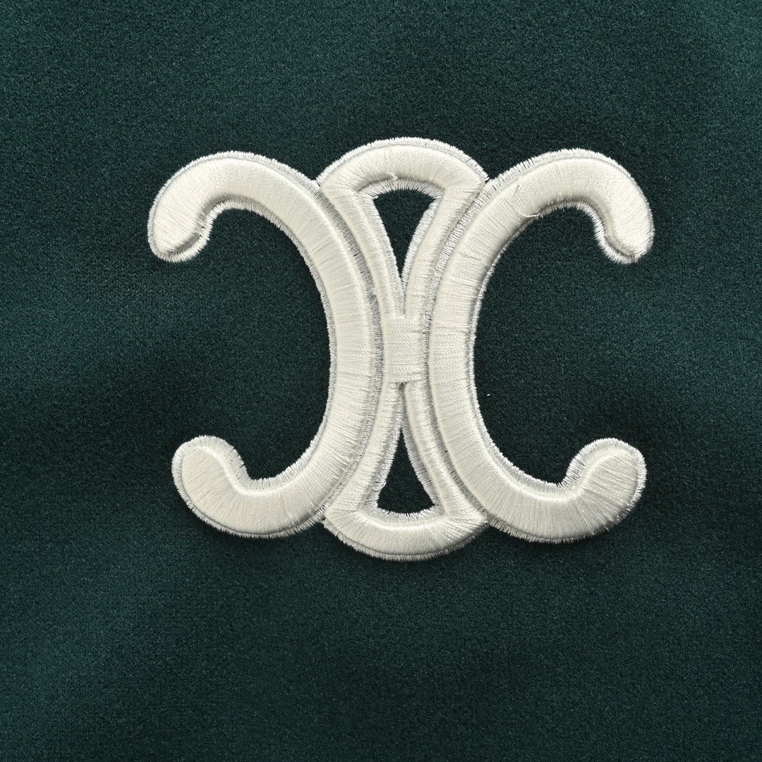 CELINE 赛琳 拼接刺绣棒球服 夹克 外套 长袖 绿色 C0 