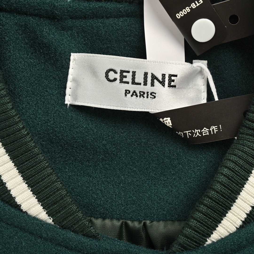 CELINE 赛琳 拼接刺绣棒球服 夹克 外套 长袖 绿色 C0 