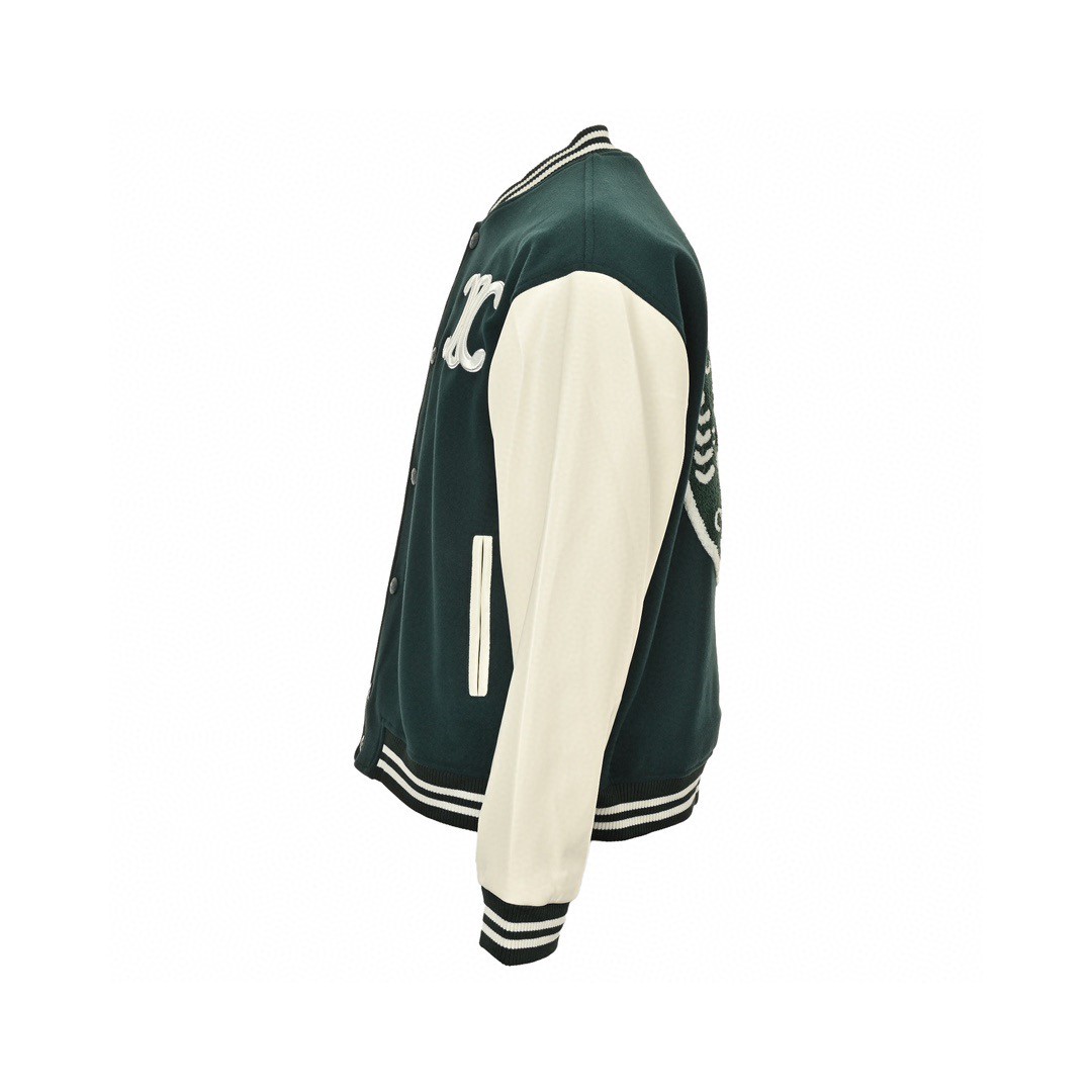CELINE 赛琳 拼接刺绣棒球服 夹克 外套 长袖 绿色 C0 