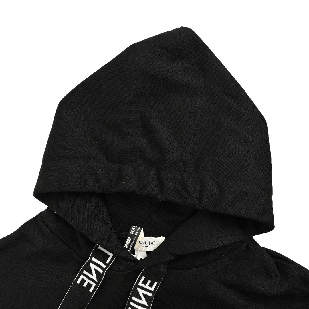 CELINE 赛琳 字母织带连帽卫衣 外套 长袖 灰色 黑色 B0 2Y468052H-08GC