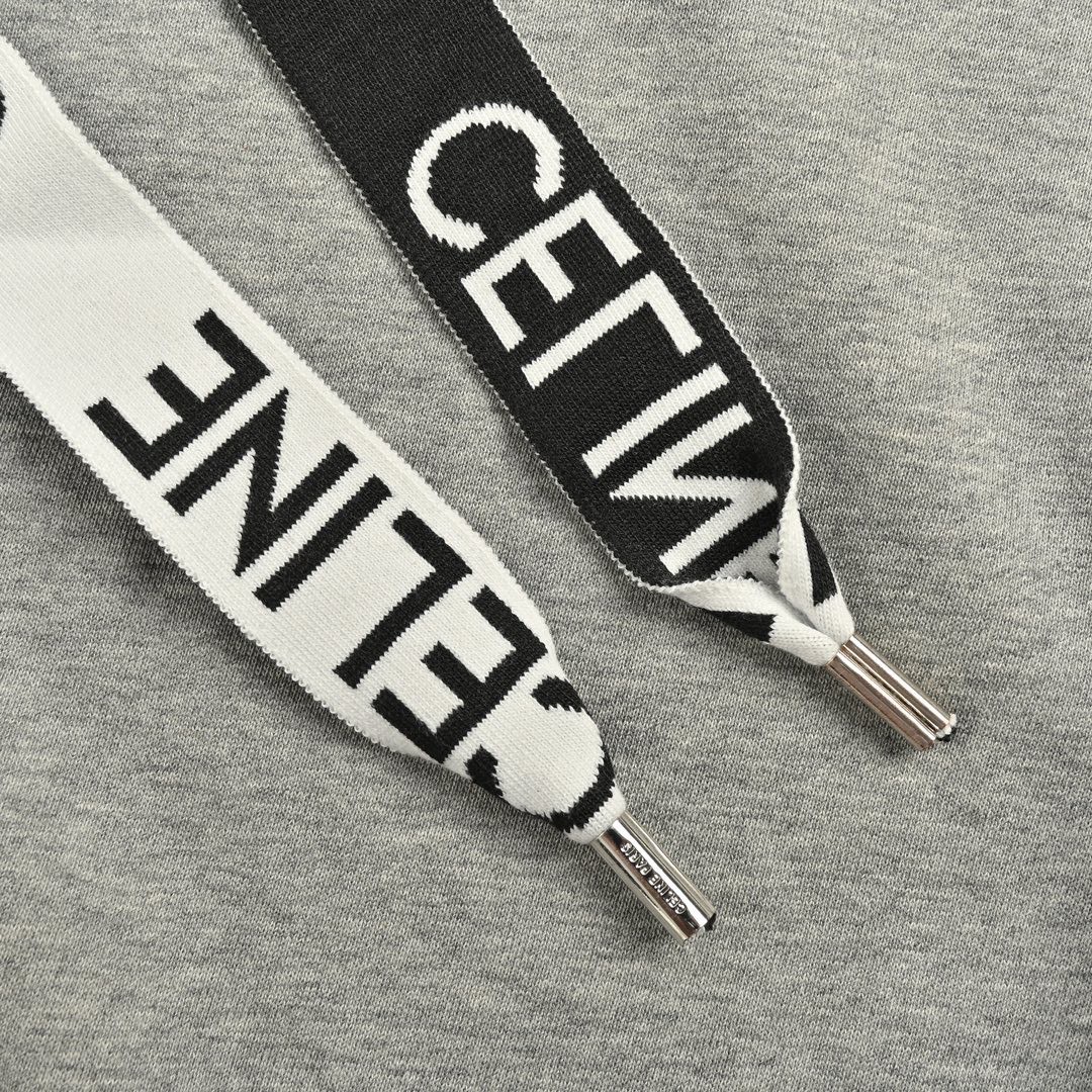 CELINE 赛琳 字母织带连帽卫衣 外套 长袖 灰色 黑色 B0 2Y468052H-08GC