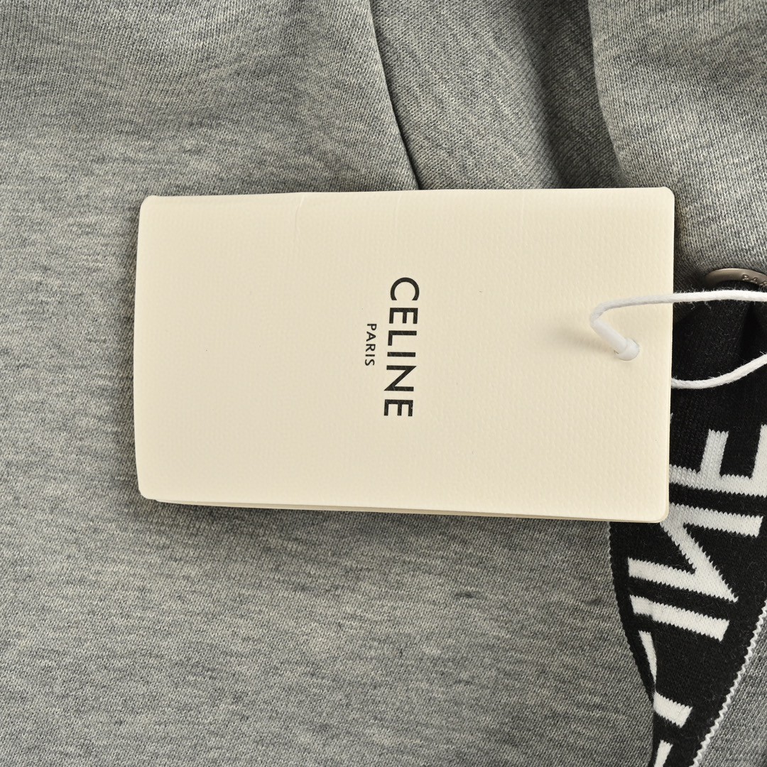 CELINE 赛琳 字母织带连帽卫衣 外套 长袖 灰色 黑色 B0 2Y468052H-08GC