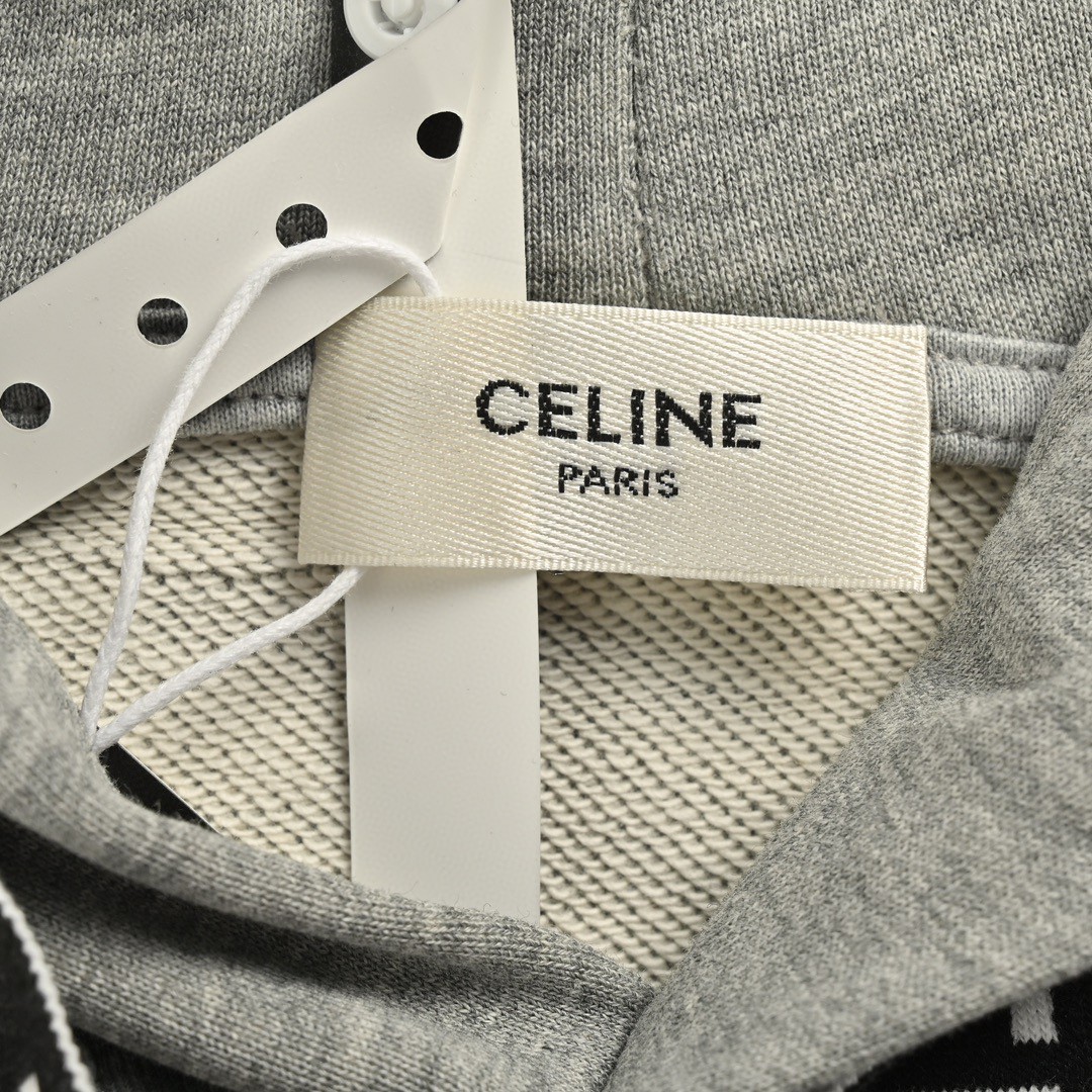 CELINE 赛琳 字母织带连帽卫衣 外套 长袖 灰色 黑色 B0 2Y468052H-08GC