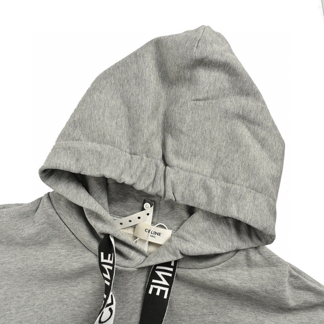 CELINE 赛琳 字母织带连帽卫衣 外套 长袖 灰色 黑色 B0 2Y468052H-08GC