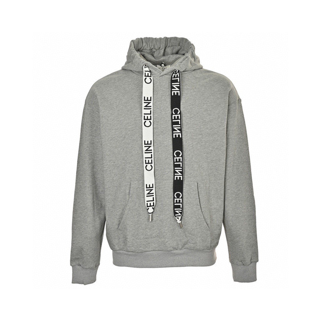 CELINE 赛琳 字母织带连帽卫衣 外套 长袖 灰色 黑色 B0 2Y468052H-08GC