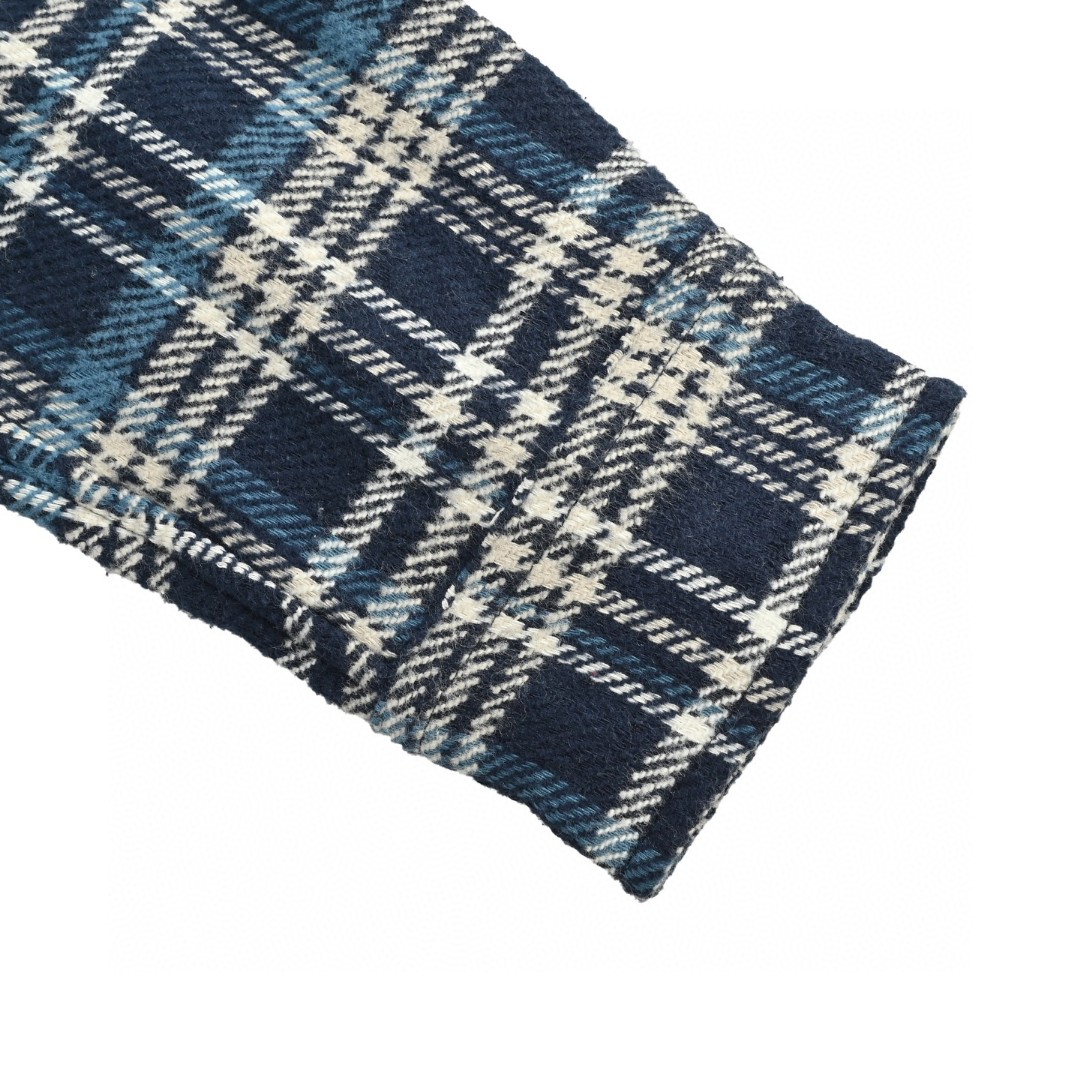 CELINE 赛琳 法兰绒格纹衬衫 外套 长袖 蓝色 B0 RC00Q979X-07NU