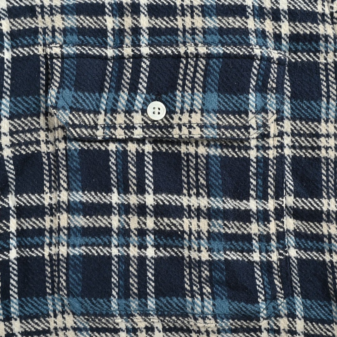 CELINE 赛琳 法兰绒格纹衬衫 外套 长袖 蓝色 B0 RC00Q979X-07NU
