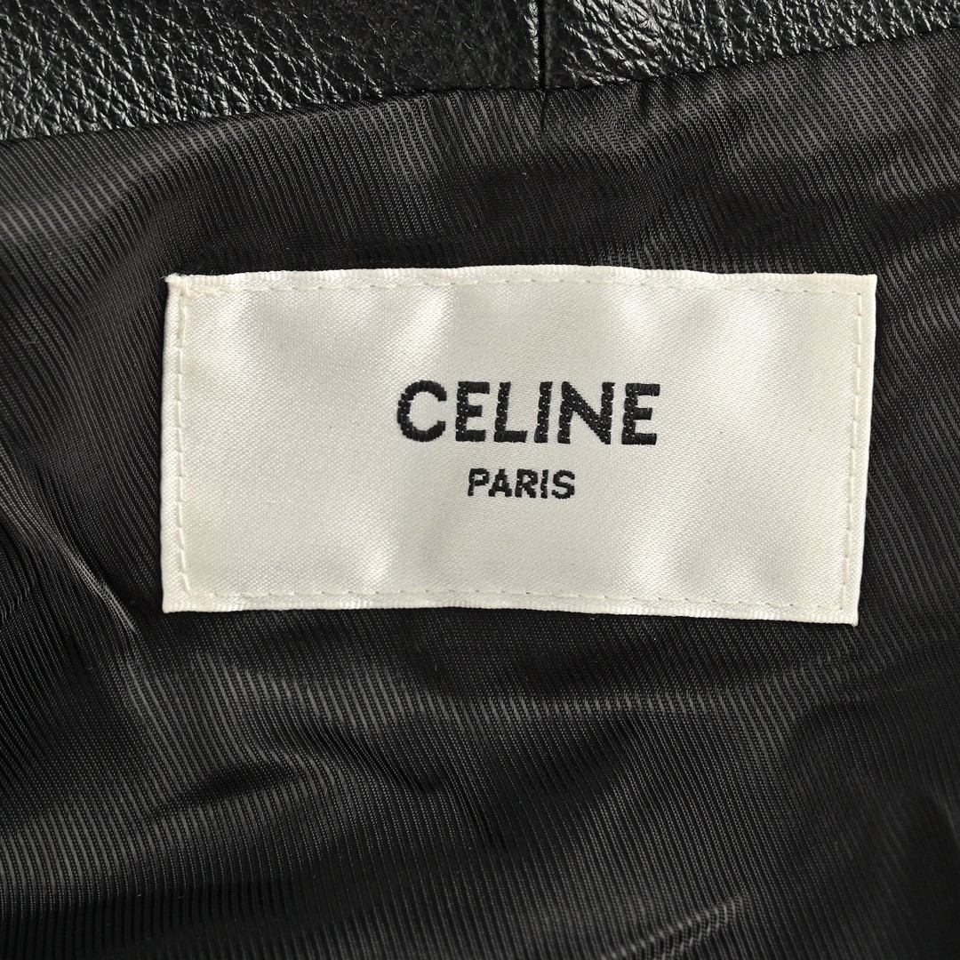 CELINE 赛琳 C标皮革连帽夹克 外套 长袖 黑色 C0 RV03L820Y-38NO