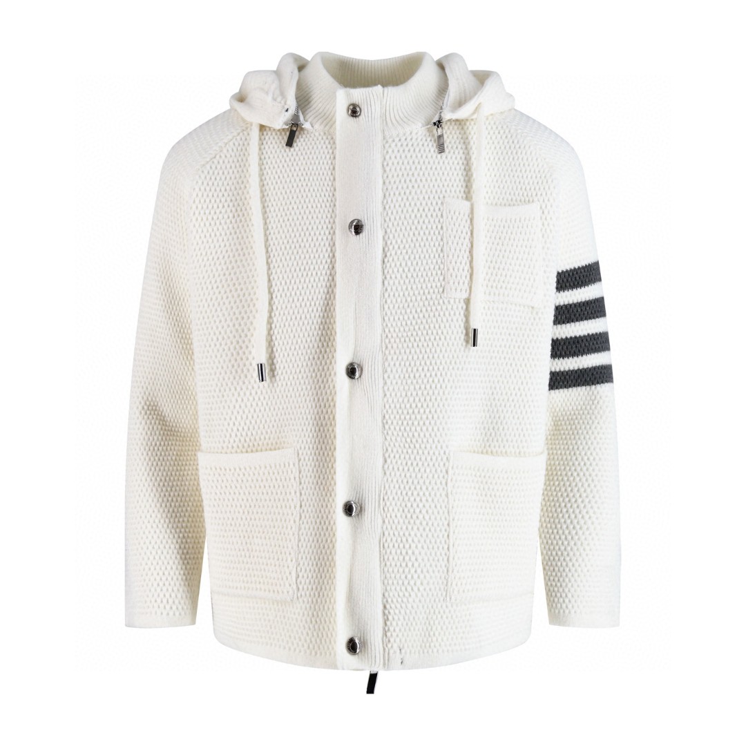 THOM BROWNE 双头拉链连帽外套 毛衣 夹克 长袖 灰色 蓝色 白色 B0