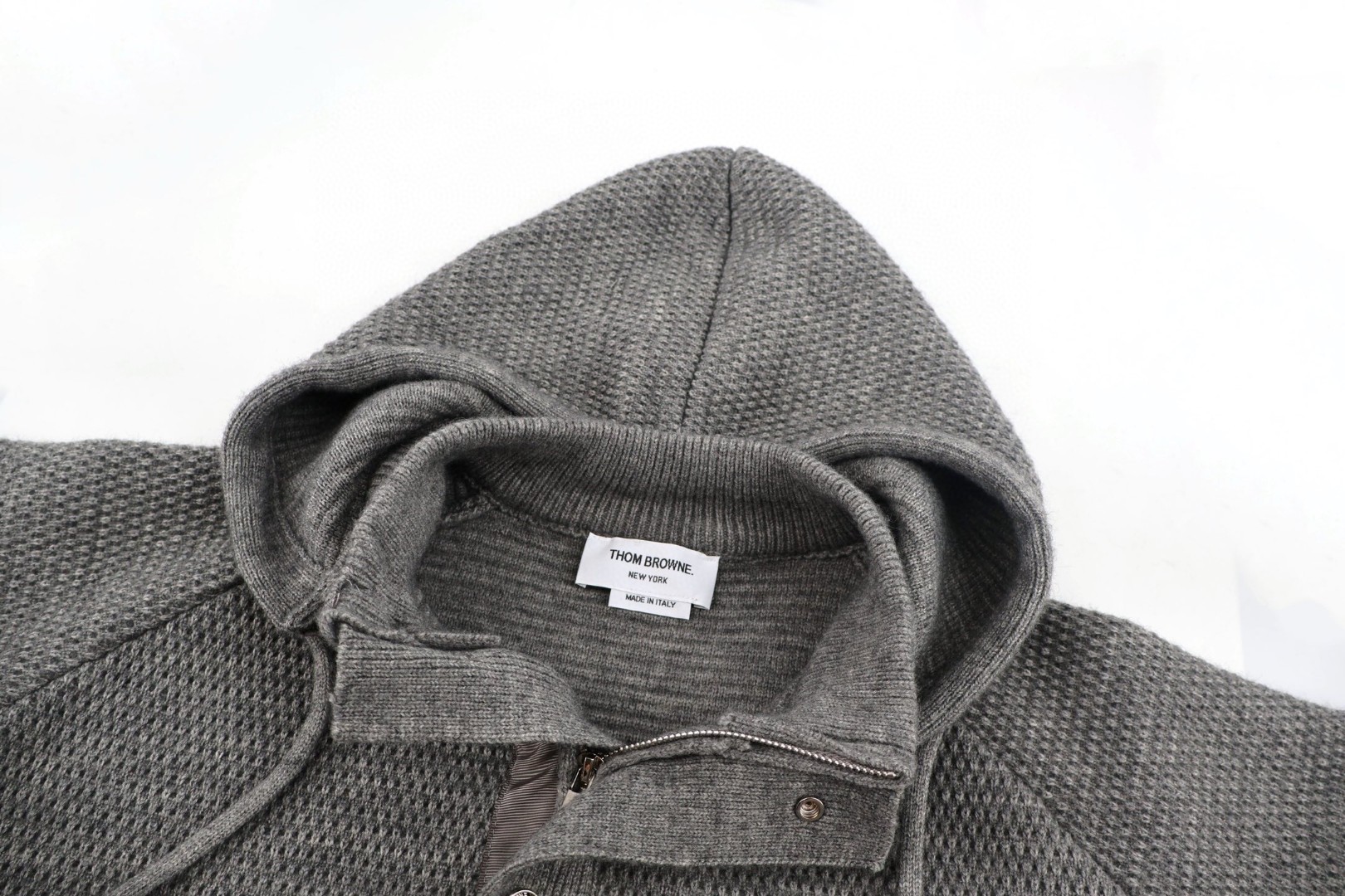 THOM BROWNE 双头拉链连帽外套 毛衣 夹克 长袖 灰色 蓝色 白色 B0