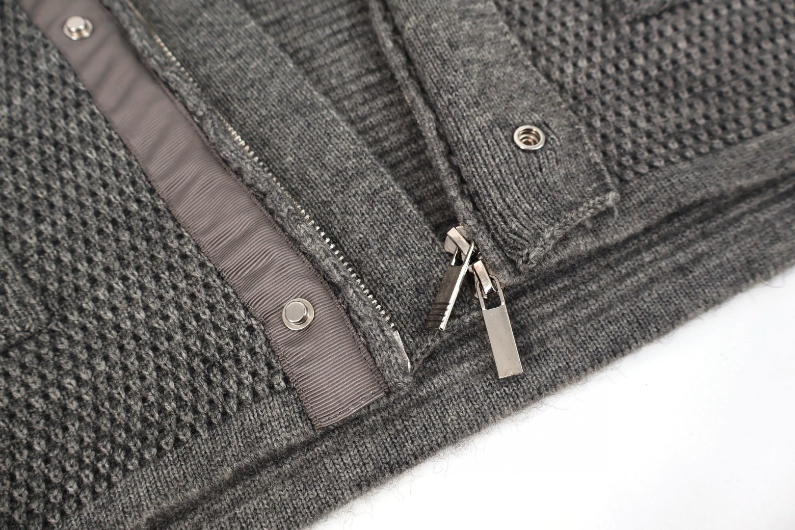 THOM BROWNE 双头拉链连帽外套 毛衣 夹克 长袖 灰色 蓝色 白色 B0