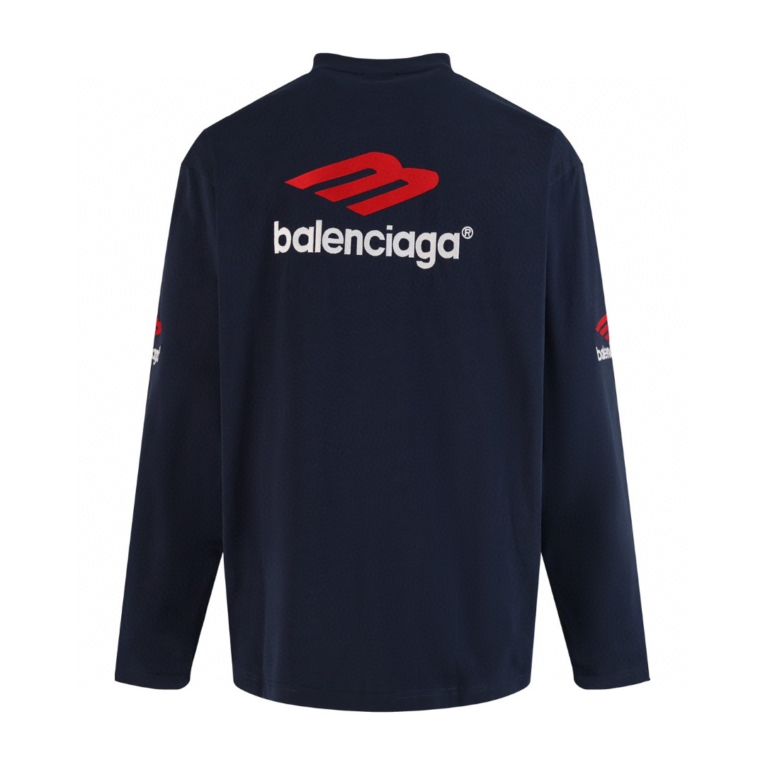 Balenciaga 巴黎世家 3B前后刺绣T恤 卫衣 长袖 蓝黑色 白色 A5 720250TPVD79065