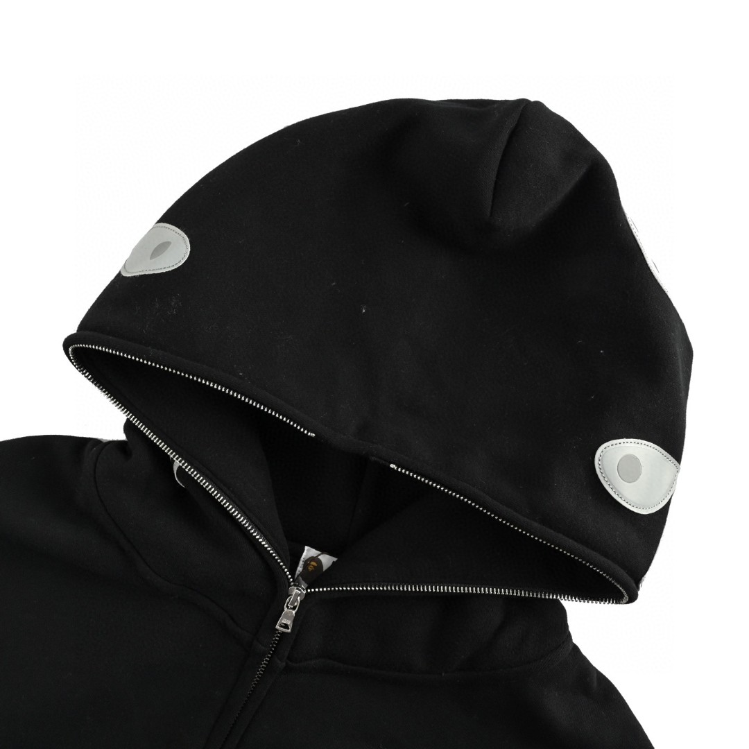A BATHING APE Bape 小标鲨鱼头拉链连帽卫衣 外套 长袖 黑色 灰色 B0 