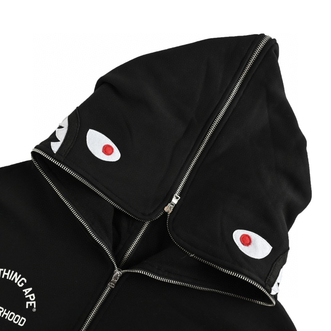 A BATHING APE Bape 前后可穿骷髅半拉链连帽卫衣 外套 长袖 黑色 灰色 B0 1K73-114-907