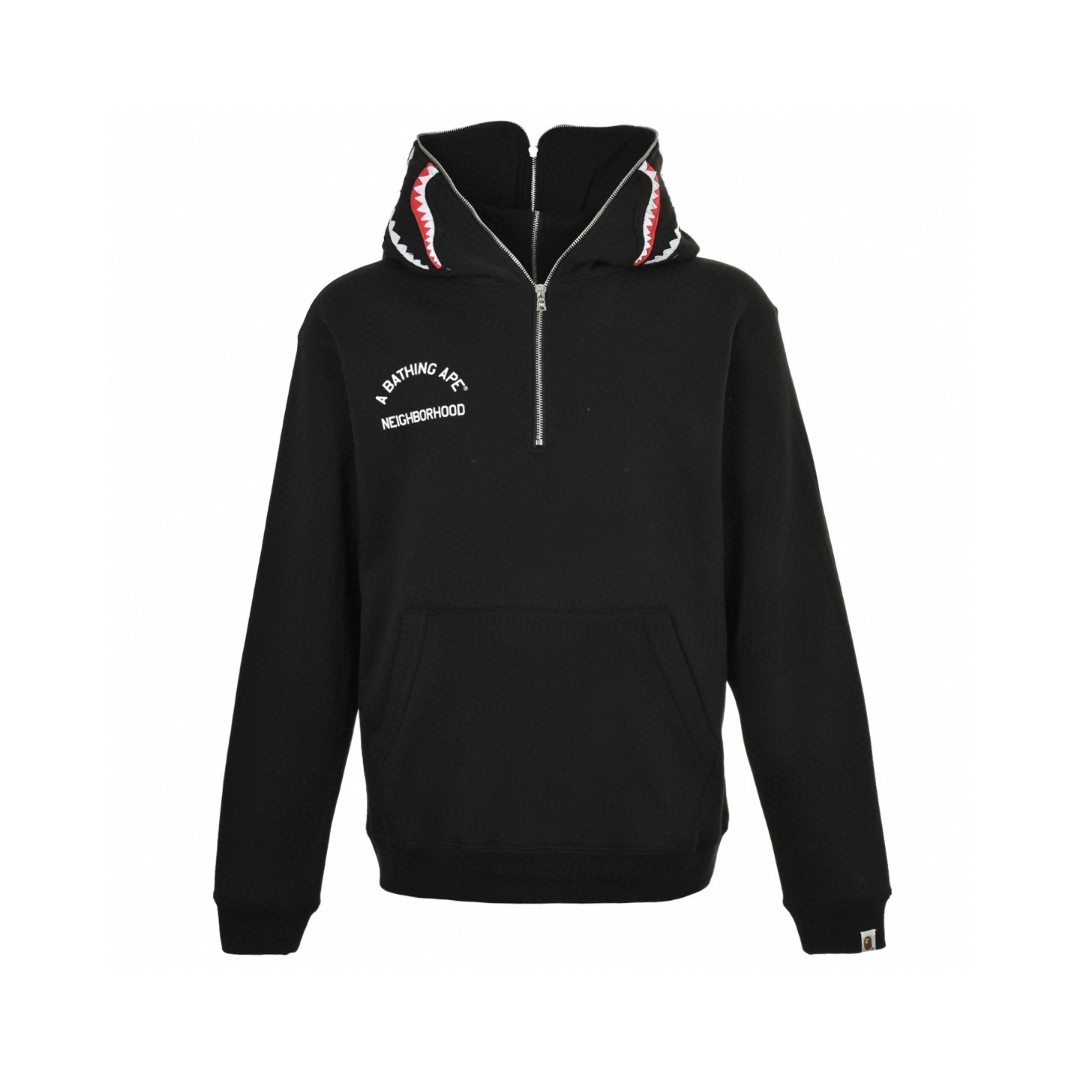 A BATHING APE Bape 前后可穿骷髅半拉链连帽卫衣 外套 长袖 黑色 灰色 B0 1K73-114-907