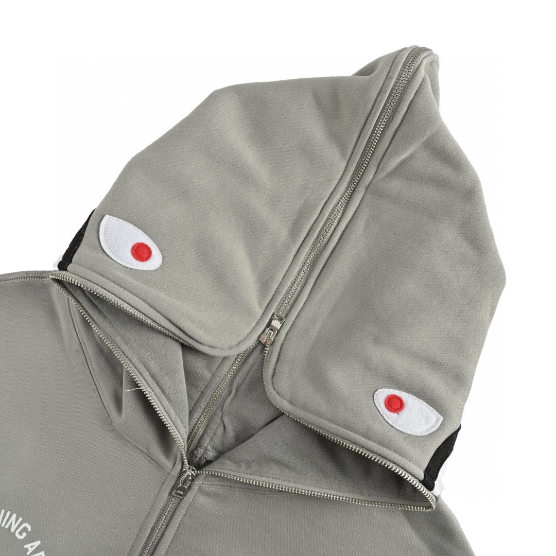 A BATHING APE Bape 前后可穿骷髅半拉链连帽卫衣 外套 长袖 黑色 灰色 B0 1K73-114-907