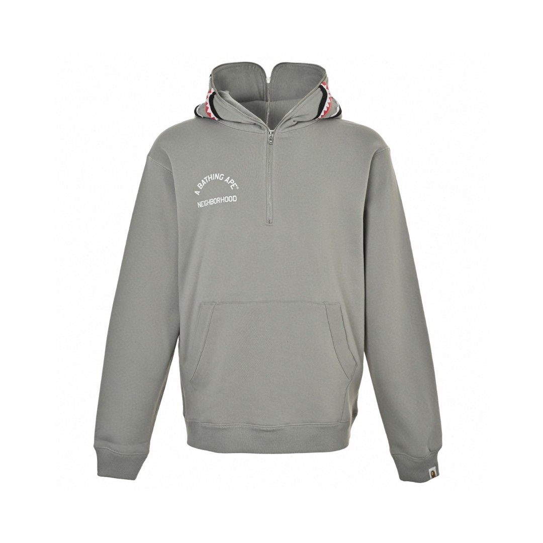 A BATHING APE Bape 前后可穿骷髅半拉链连帽卫衣 外套 长袖 黑色 灰色 B0 1K73-114-907