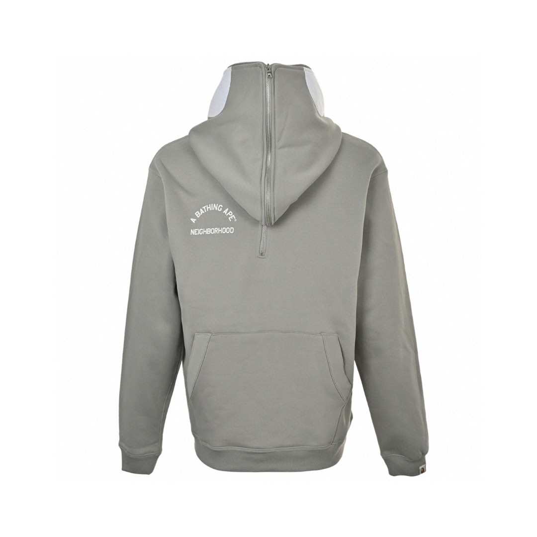 A BATHING APE Bape 前后可穿骷髅半拉链连帽卫衣 外套 长袖 黑色 灰色 B0 1K73-114-907