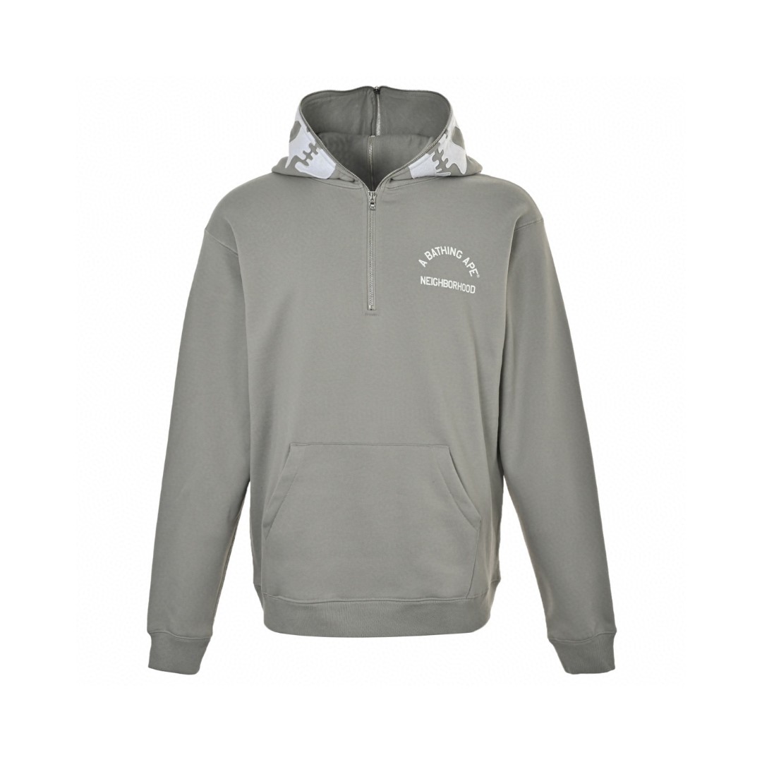 A BATHING APE Bape 前后可穿骷髅半拉链连帽卫衣 外套 长袖 黑色 灰色 B0 1K73-114-907