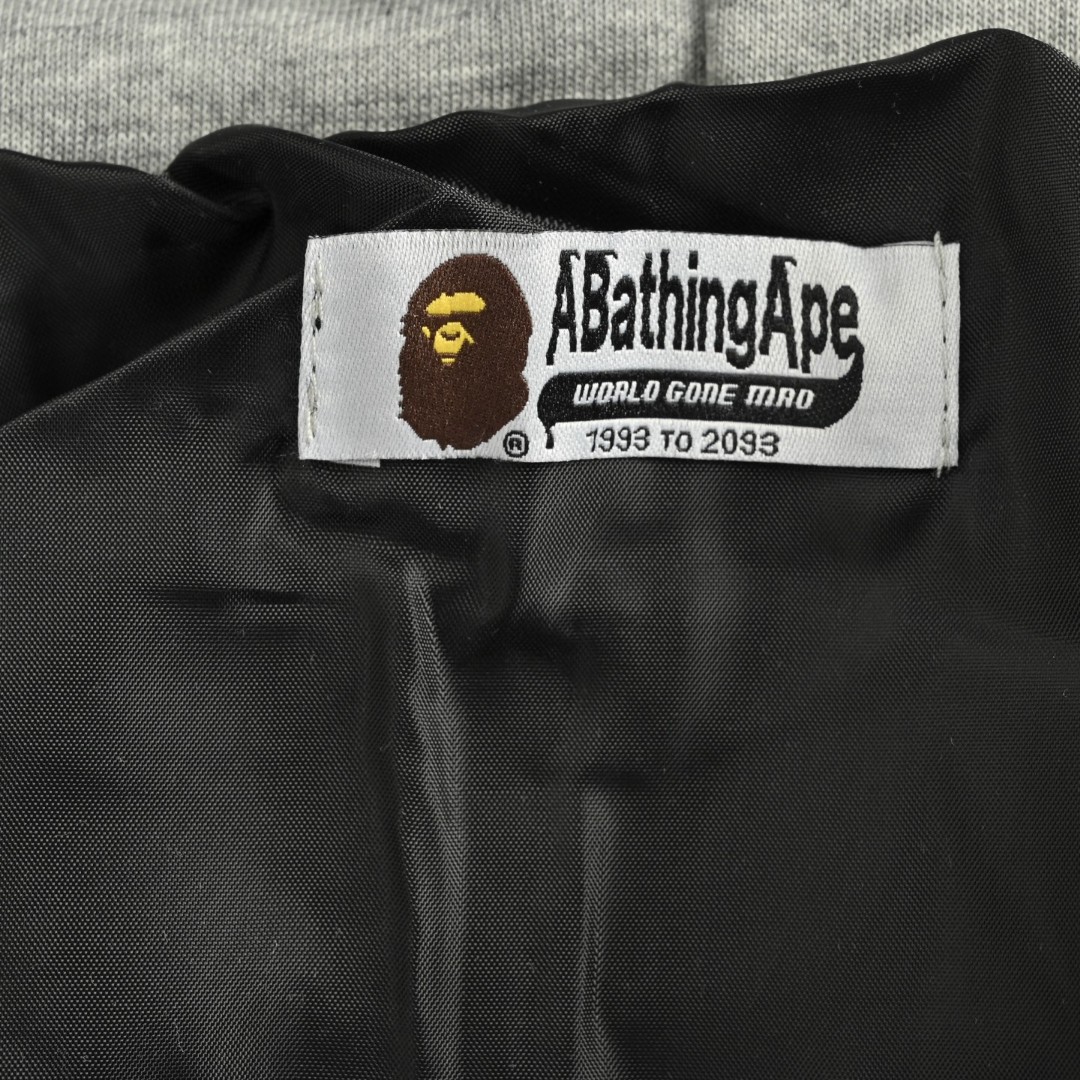 A BATHING APE Bape 迷彩拼接鲨鱼头多标拉链连帽卫衣 外套 长袖 黑色 灰色 B0