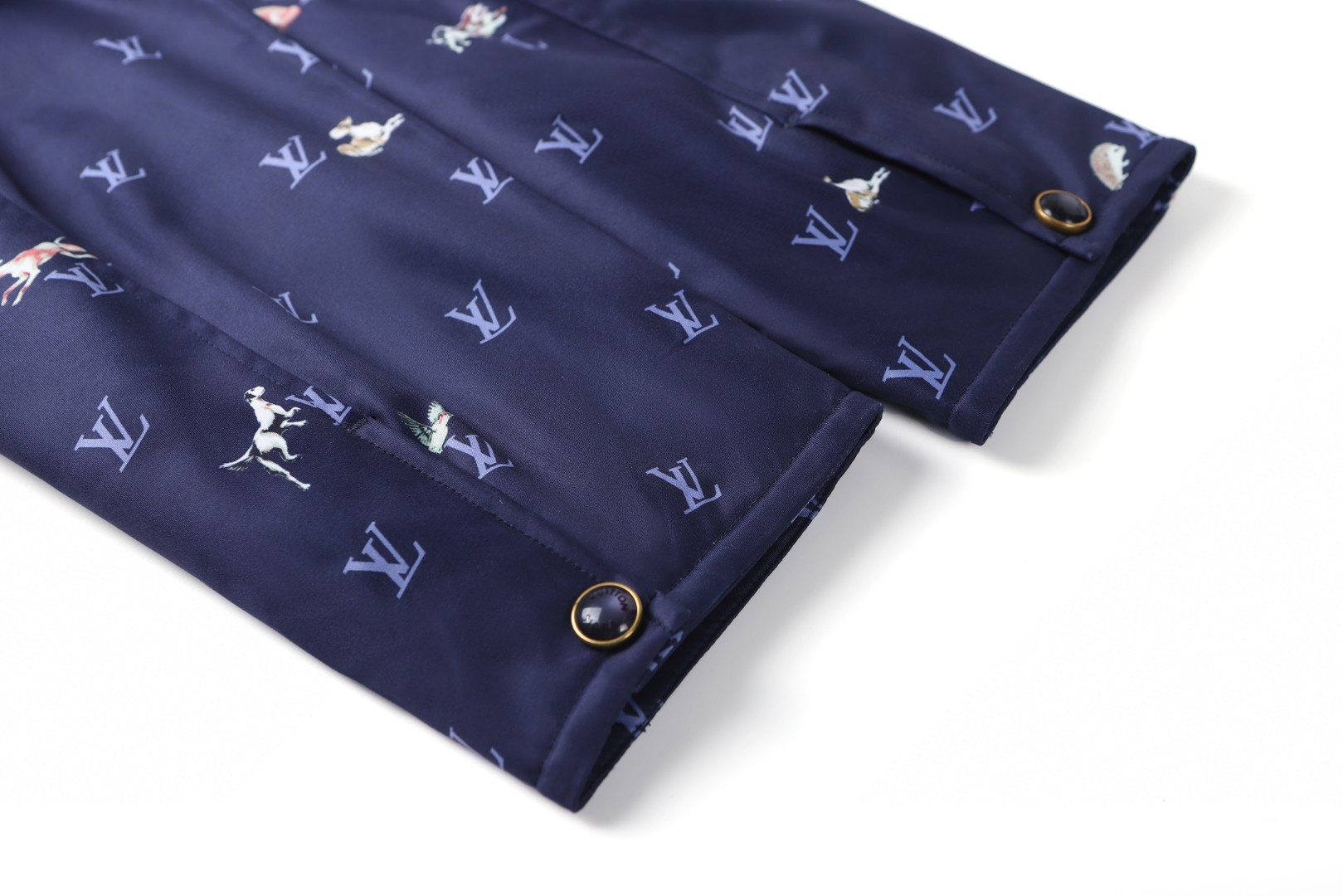 LOUIS VUITTON 路易威登 灯芯绒翻领动物印花拉链外套 夹克 蓝色 C0 1AJBFR