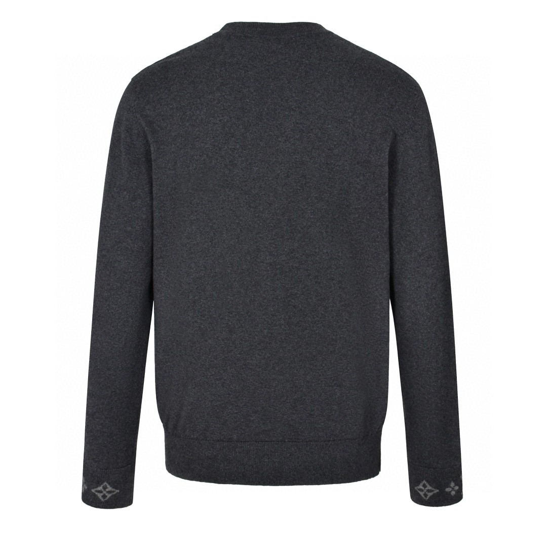 LOUIS VUITTON 路易威登 提花螺纹袖羊毛针织衫 毛衣 外套 黑色 藏青色 B0 1AGJW9