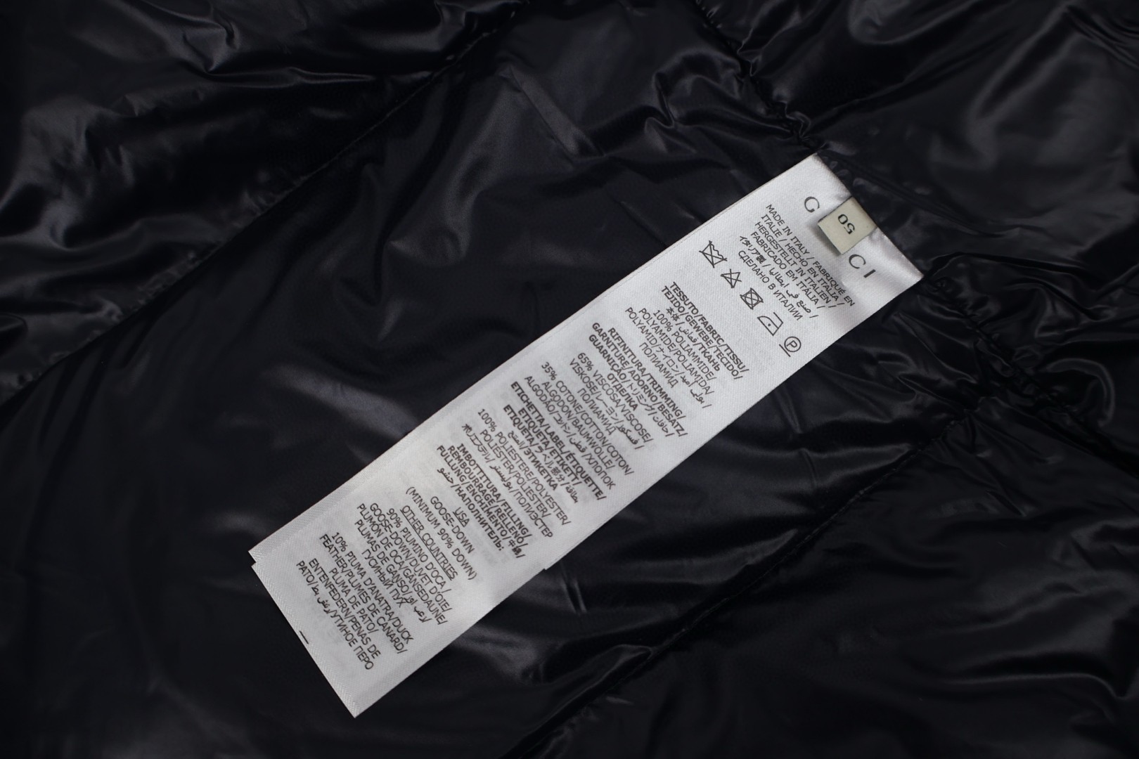 GUCCl 古驰 白条织带拉链羽绒服 外套 长袖 保暖 蓝色 E2 