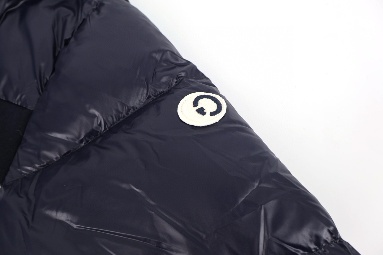 GUCCl 古驰 白条织带拉链羽绒服 外套 长袖 保暖 蓝色 E2 