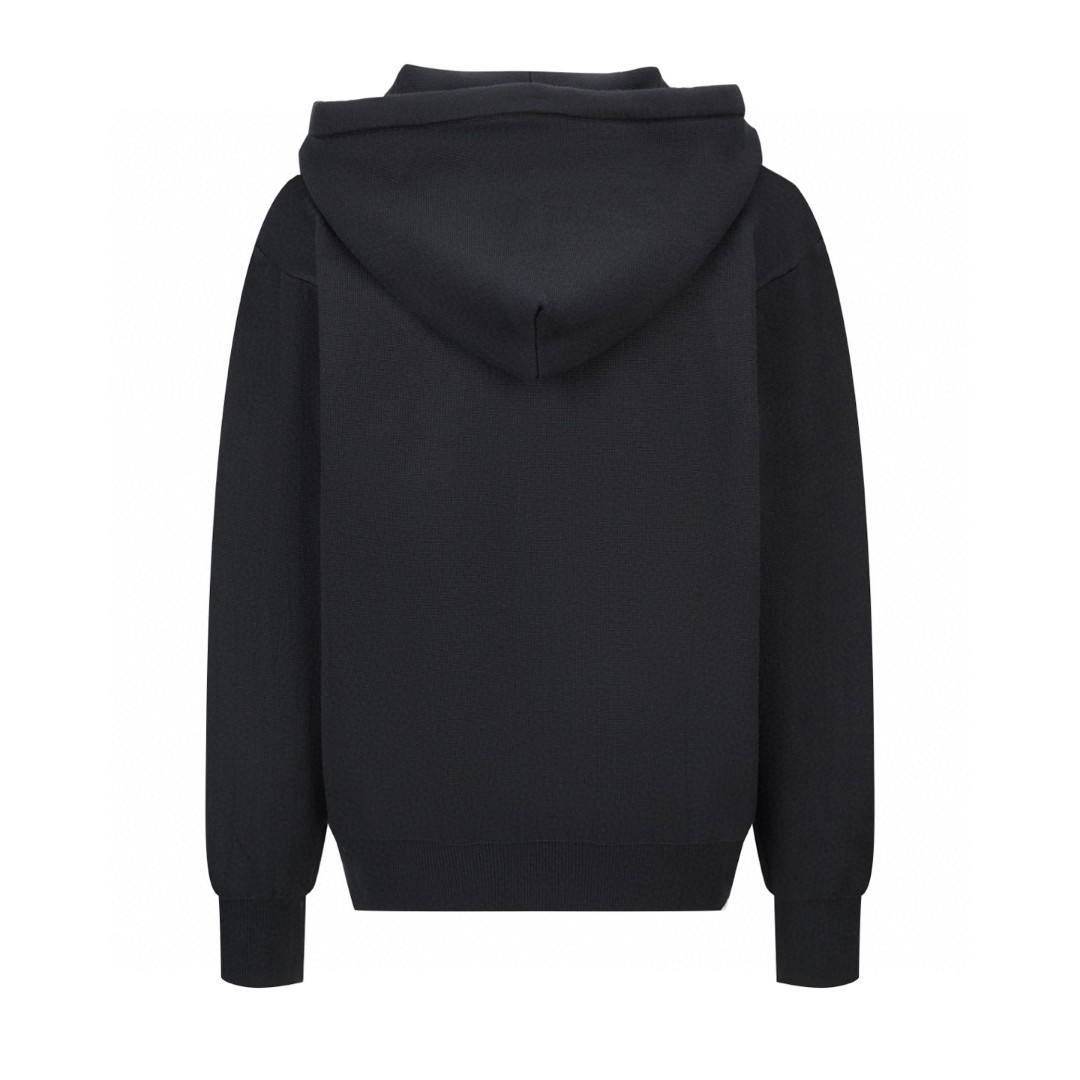 LOEWE 罗意威 皮标口袋针织拉链帽衫 卫衣 外套 长袖 黑色 B0 H526Y16KAS-1100