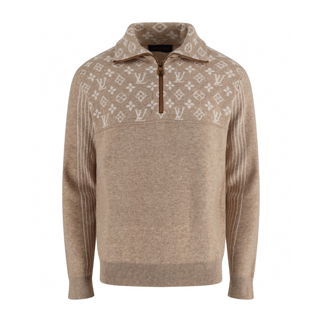 LOUIS VUITTON 路易威登 SKI滑雪系列 半拉链印花毛衣 针织衫 灰色 B5 1AJBWH