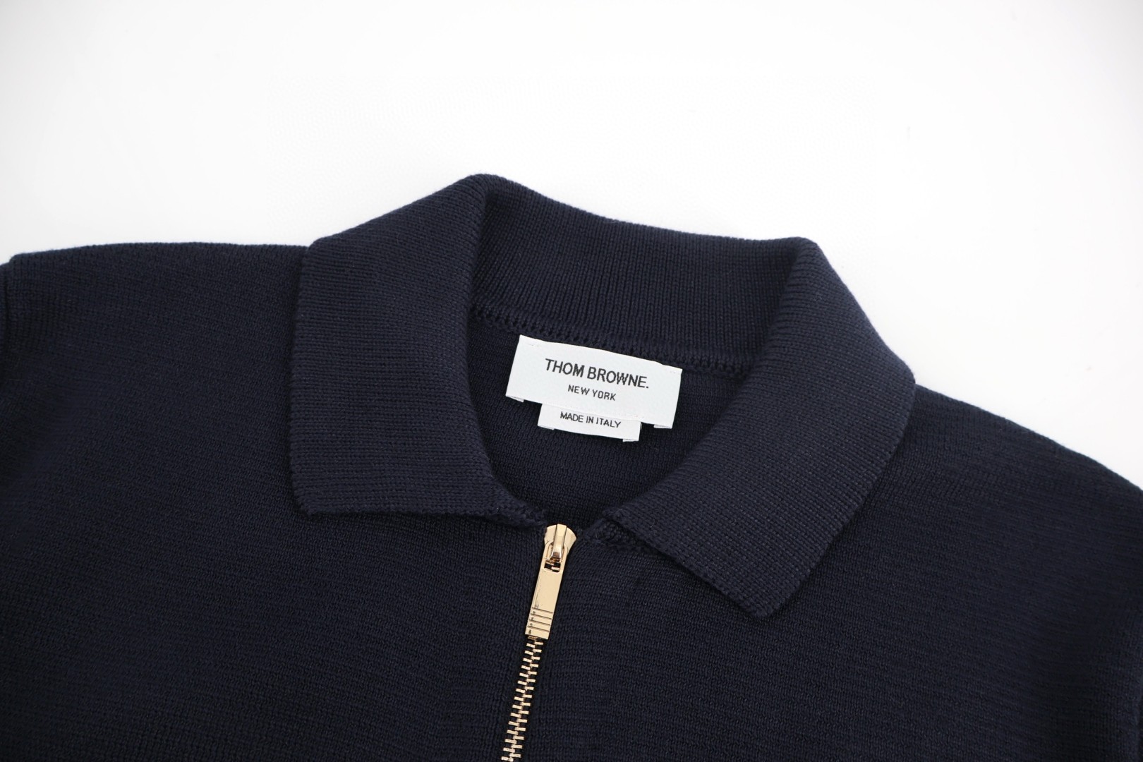 THOM BROWNE 四条杠织带羊毛针织拉链开衫 毛衣 外套 长袖 深蓝色 灰色 B0 MKJ071A-Y1002-025