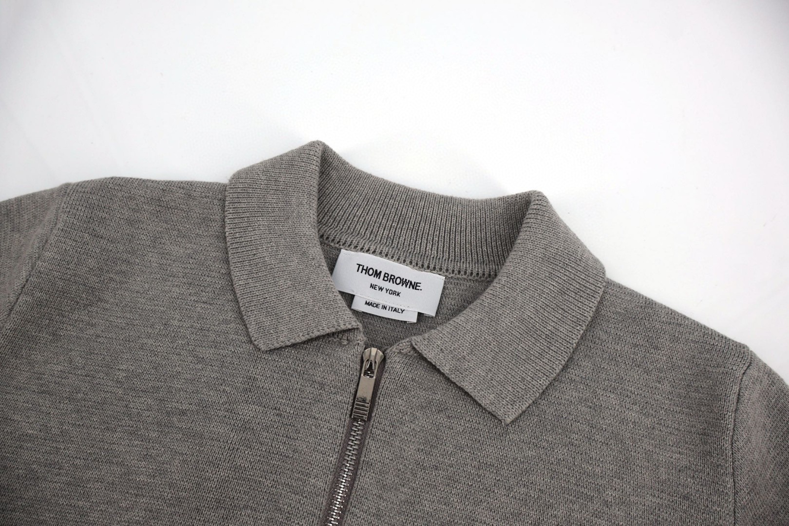 THOM BROWNE 织带羊毛针织拉链开衫 毛衣 外套 长袖 深蓝色 灰色 B0 MKJ076A-Y3007-415