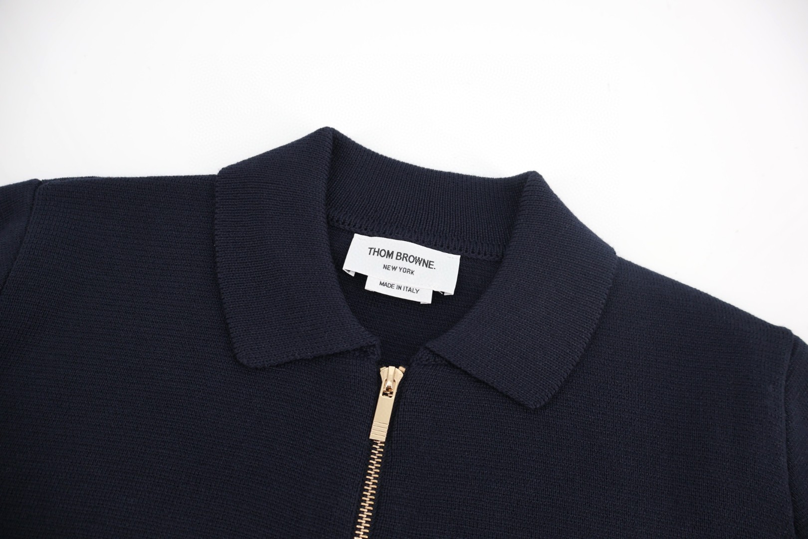 THOM BROWNE 织带羊毛针织拉链开衫 毛衣 外套 长袖 深蓝色 灰色 B0 MKJ076A-Y3007-415