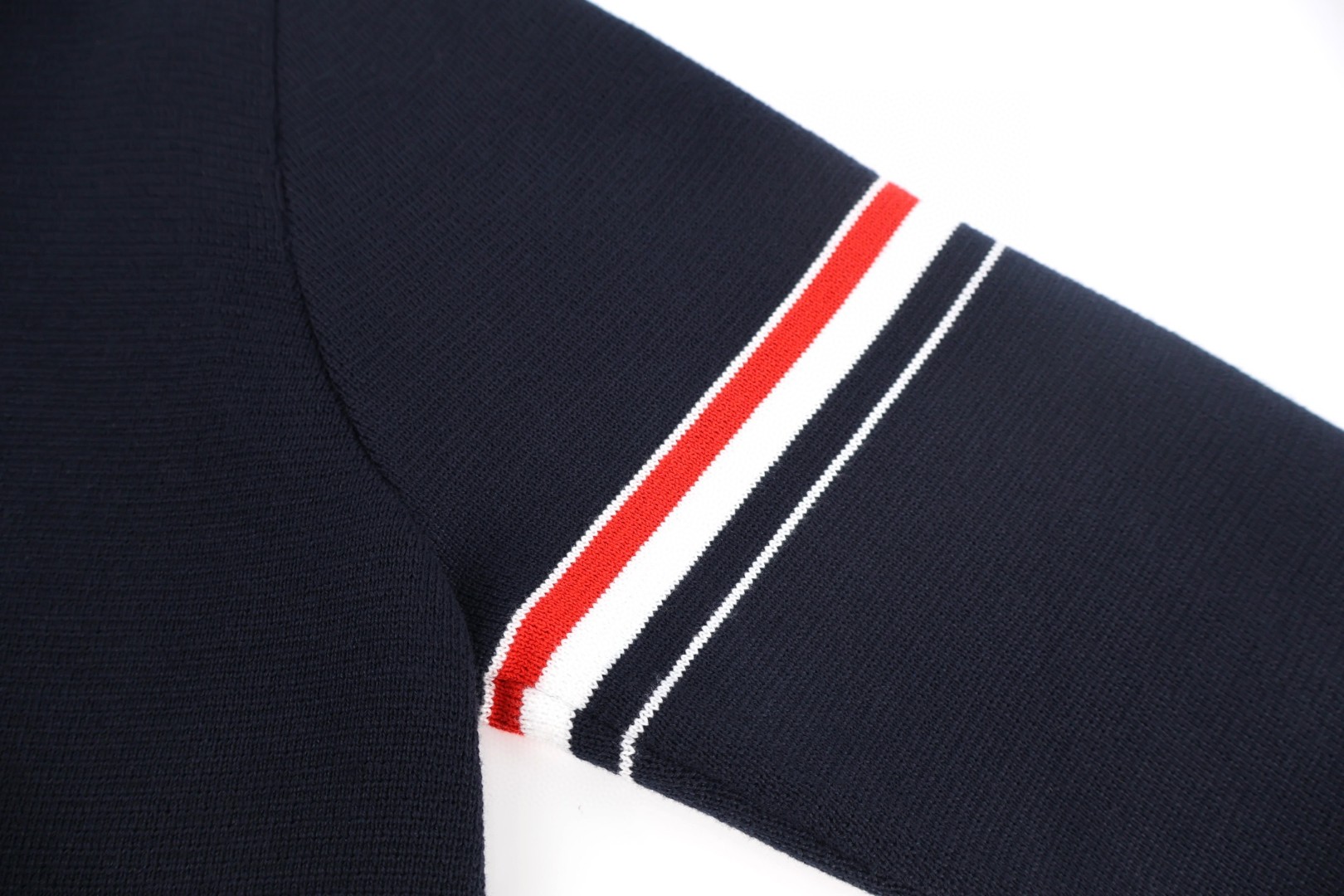 THOM BROWNE 织带羊毛针织拉链开衫 毛衣 外套 长袖 深蓝色 灰色 B0 MKJ076A-Y3007-415