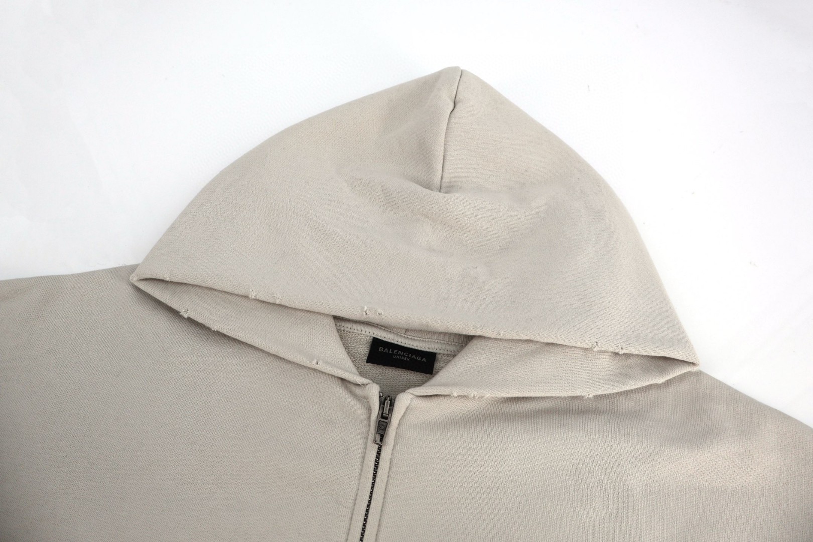 Balenciaga 巴黎世家 蓝刺绣拉链帽衫 连帽卫衣 外套 长袖 做旧白 B0 803264TSVP18016