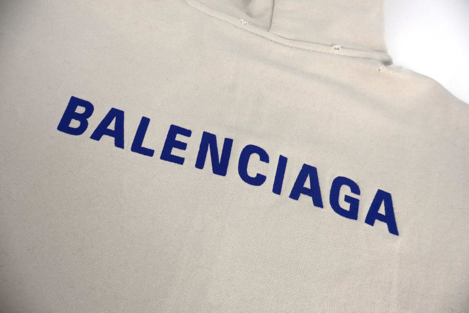 Balenciaga 巴黎世家 蓝刺绣拉链帽衫 连帽卫衣 外套 长袖 做旧白 B0 803264TSVP18016