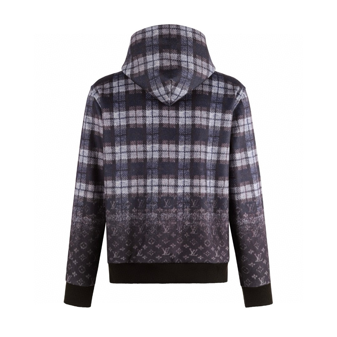 LOUIS VUITTON 路易威登 格纹渐变毛呢连帽卫衣 外套 棕色 B5 1AJCB1