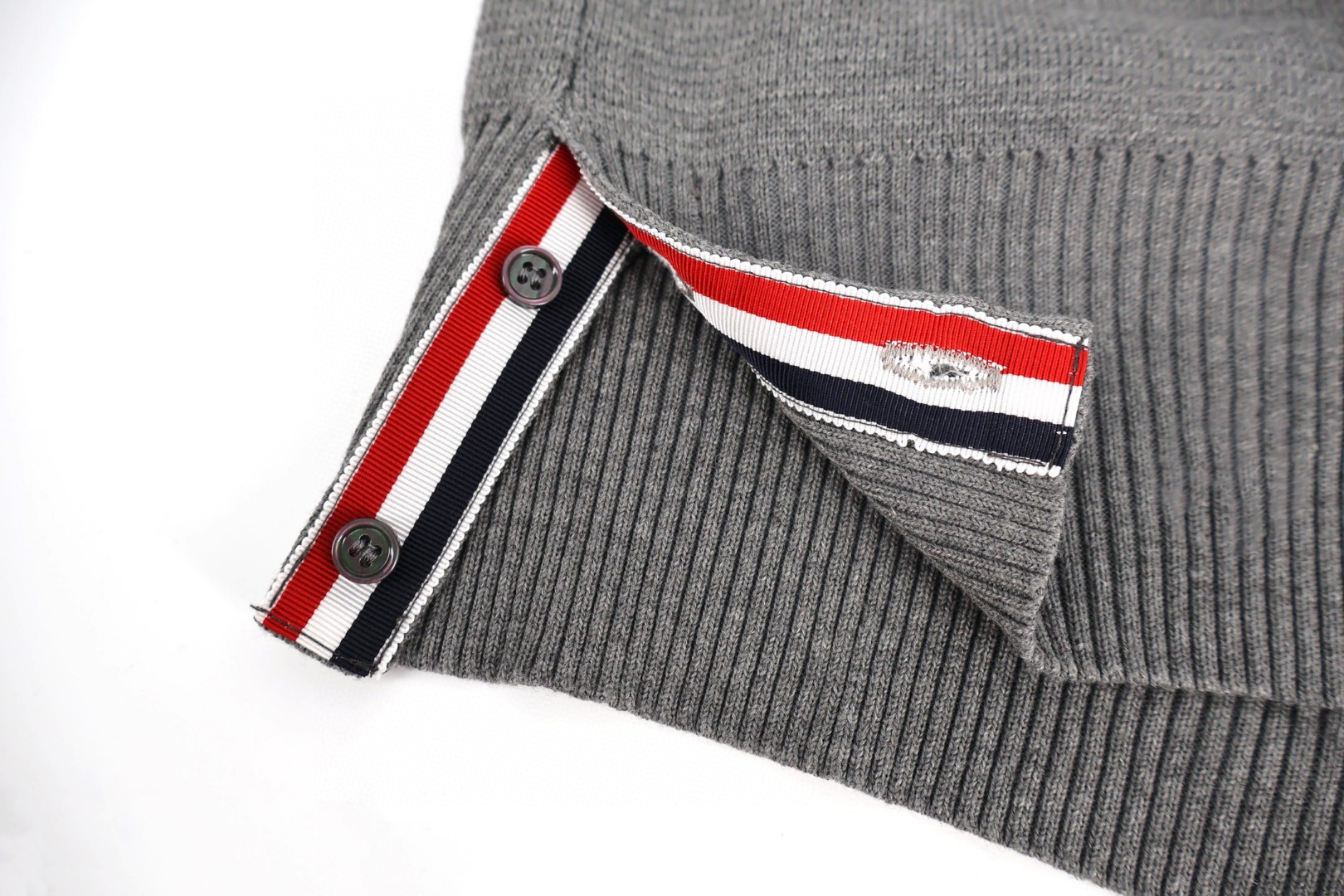 THOM BROWNE 织带羊毛针织毛衣 外套 长袖 深蓝色 灰色 B0 TBEKN01SS24MM-1