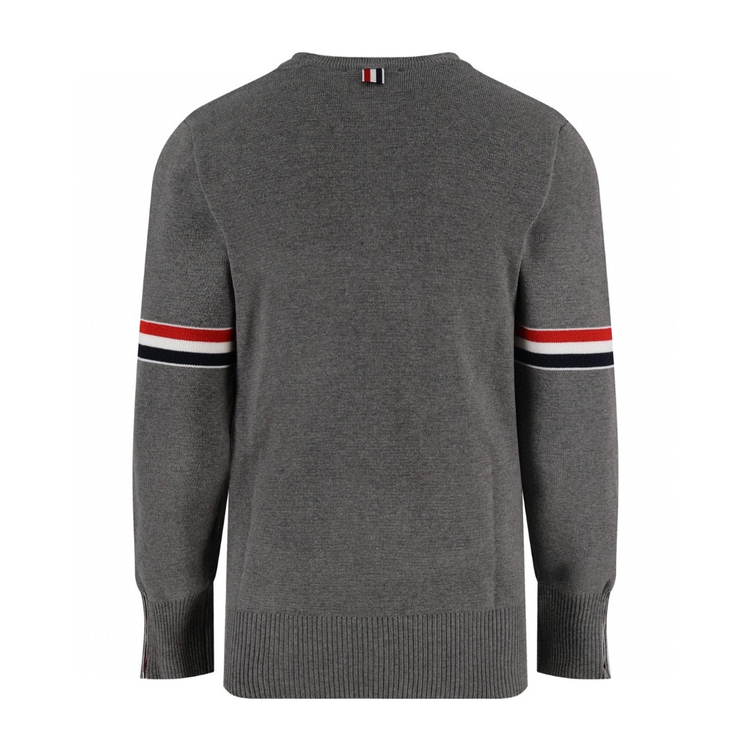 THOM BROWNE 织带羊毛针织毛衣 外套 长袖 深蓝色 灰色 B0 TBEKN01SS24MM-1