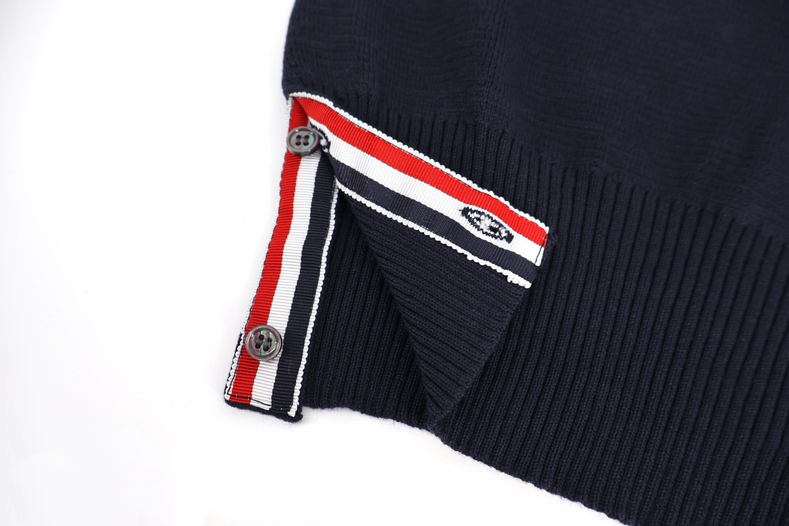 THOM BROWNE 织带羊毛针织毛衣 外套 长袖 深蓝色 灰色 B0 TBEKN01SS24MM-1