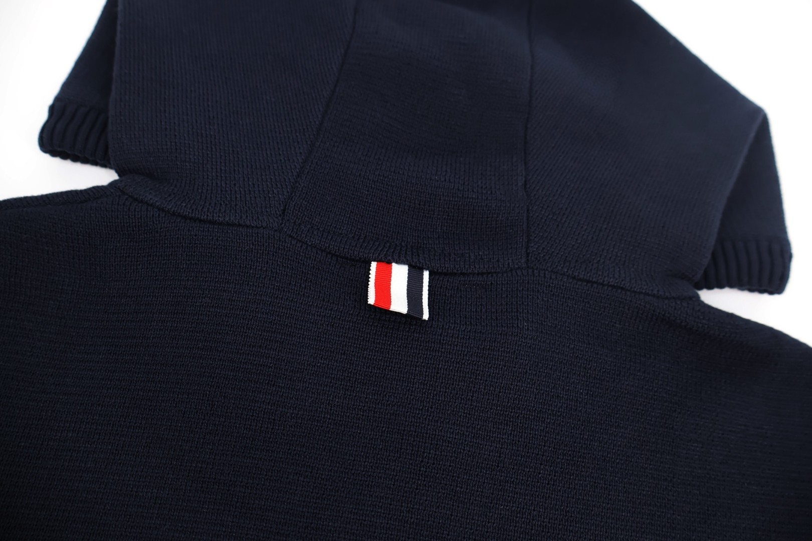 THOM BROWNE 四条杠羊毛针织拉链外套 毛衣 外套 长袖 深蓝色 灰色 B0