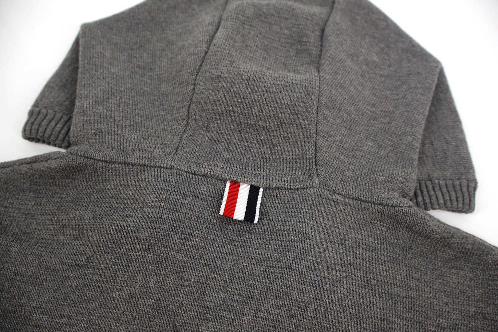 THOM BROWNE 四条杠羊毛针织拉链外套 毛衣 外套 长袖 深蓝色 灰色 B0