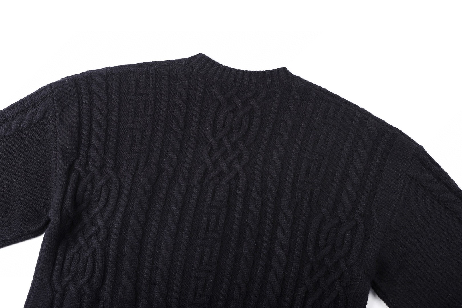 Versace 范思哲 圆领提花毛衣 针织衫 外套 长袖 黑色 C0 1013556-1A09578-1B000