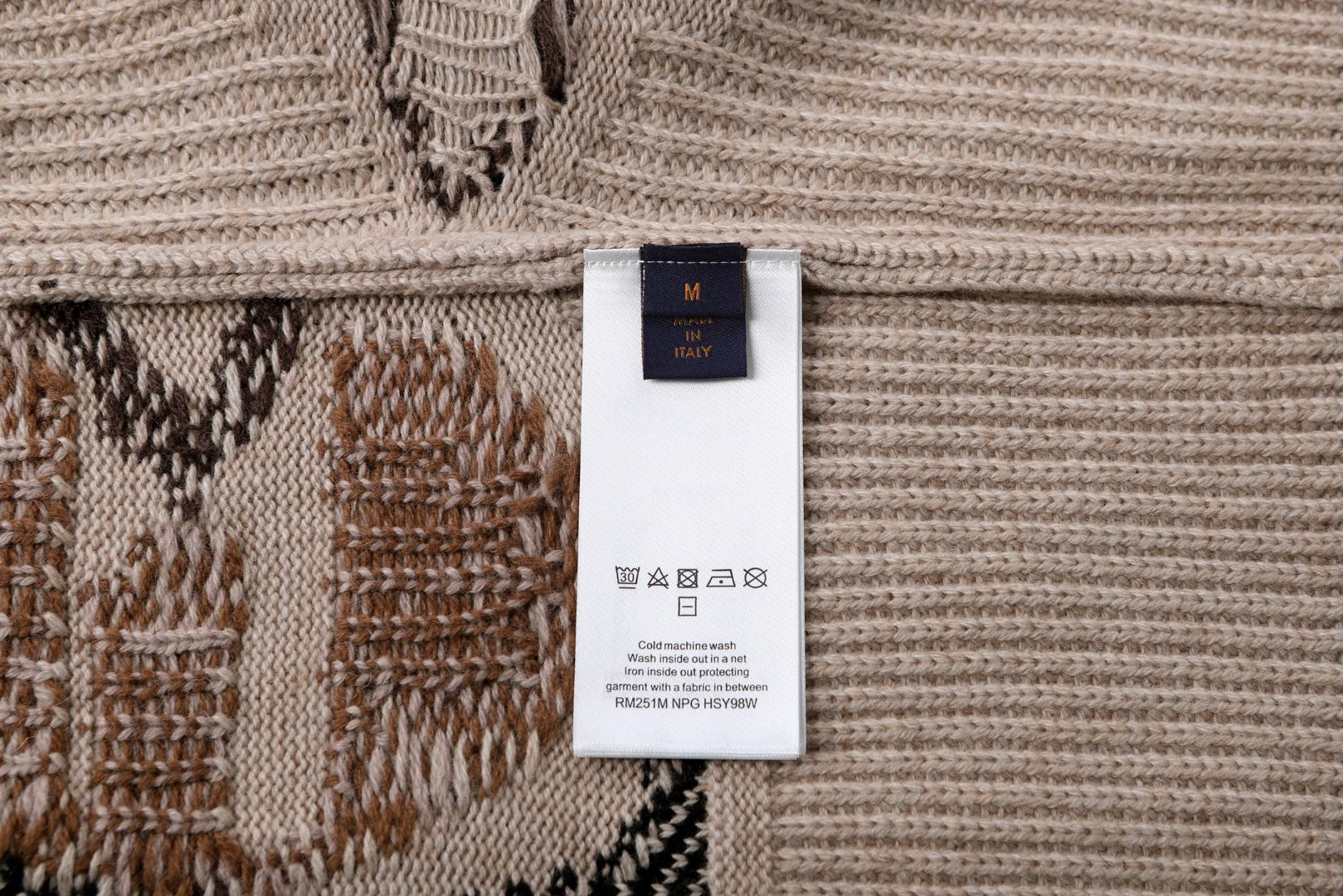 LOUIS VUITTON 路易威登 针织毛料提花针织衫 毛衣 外套 米色 B5 1AJBVY