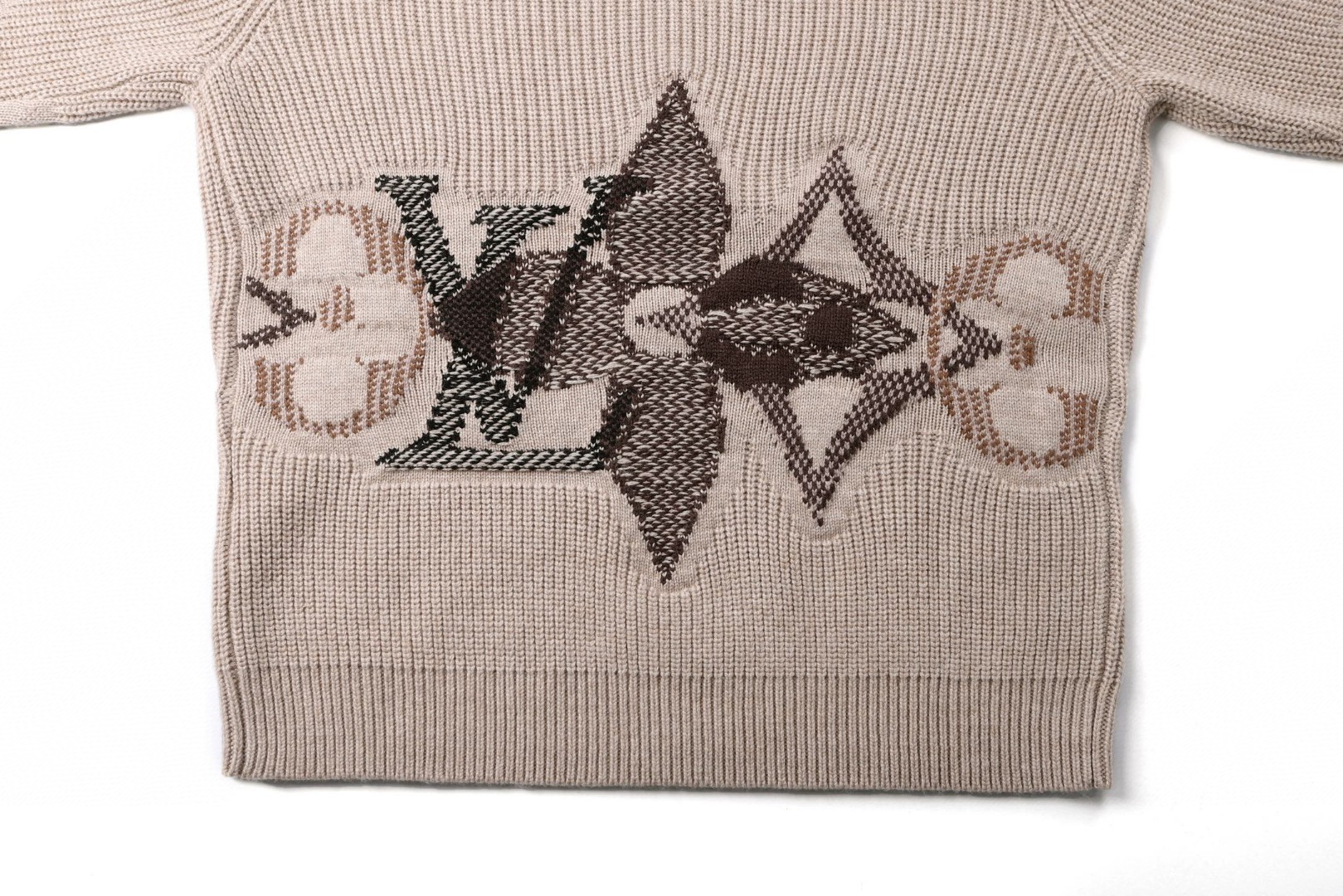 LOUIS VUITTON 路易威登 针织毛料提花针织衫 毛衣 外套 米色 B5 1AJBVY